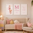 Ver imagem 1 de Kit Quadros Infantil com Nome - Ursinha Balões:30x45/Moldura Branca