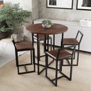 Ver imagem 1 de Conjunto Mesa Redonda 4 Cadeiras Pequena Imbuia Industrial Black