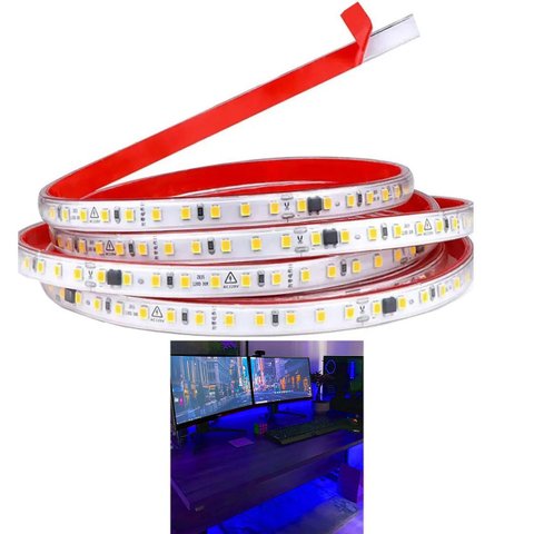 Fita Led SMD Dupla Face 3 Metros Iluminaçao Azul Perfil Sanca Gesso Decoraçao Luz Direta Gamer Sala 