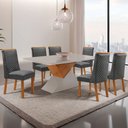 Ver imagem 2 de Mesa de Jantar Aster 180 cm Tampo MDF Vidro Canto Copo com 6 Cadeiras Yasmin