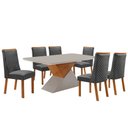 Ver imagem 1 de Mesa de Jantar Aster 180 cm Tampo MDF Vidro Canto Copo com 6 Cadeiras Yasmin