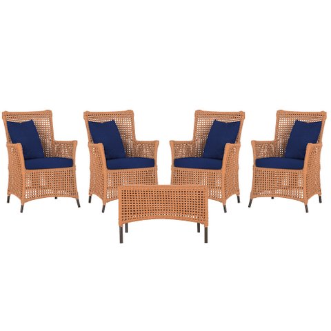 4 Poltronas e 1 Mesa Igapó em Alumínio Pintura Marrom Corda Náutica Estofado 10