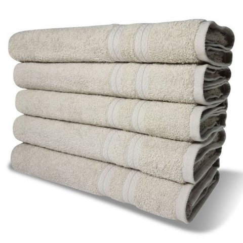 Kit 5 Toalhas de Banho 430g/m² Grande Grossa 80x150cm Itália Soft Bege