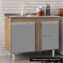 Ver imagem 2 de Balcão Gabinete 100cm Sem Tampo 3 Portas 2 Gavetas Luziania Castanho/Cinza - Lumil Móveis