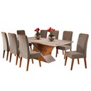 Ver imagem 2 de Mesa de Jantar 8 Lugares Easy com Vidro Mel/perola/off White - Viero Móveis