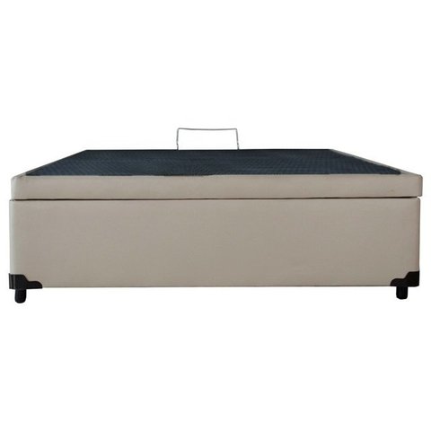 Cama com Baú Pistão á gás Casal Bege Perfect Suede 138x188x41