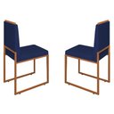 Ver imagem 1 de Conjunto Duas Cadeiras Sala Jantar Barcelona Base Bronze:azul Marinho
