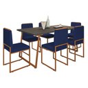 Ver imagem 3 de Conjunto Duas Cadeiras Sala Jantar Barcelona Base Bronze:azul Marinho