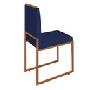Ver imagem 4 de Conjunto Duas Cadeiras Sala Jantar Barcelona Base Bronze:azul Marinho