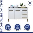 Ver imagem 2 de Lavanderia Modulada Petrópolis Balcão 2 Portas 3 Gavetas - Kaiki Móveis Branco