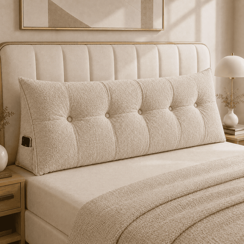 Almofada Encosto Triangular Cama Leitura Cabeceira Boucle
