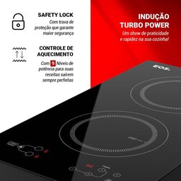 Cooktop de Indução 2 Bocas Portátil Eos Cheff Gourmet Preto 3300w Eci02epp 220v - 4