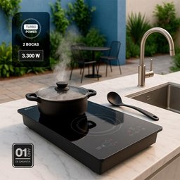 Cooktop de Indução 2 Bocas Portátil Eos Cheff Gourmet Preto 3300w Eci02epp 220v - 5