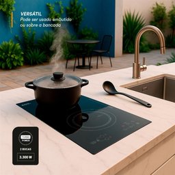 Cooktop de Indução 2 Bocas Portátil Eos Cheff Gourmet Preto 3300w Eci02epp 220v - 6