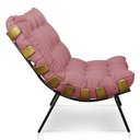 Ver imagem 5 de Kit Poltrona e Puff Costela Suede Rosê Base Metálica - Pallazio
