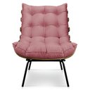 Ver imagem 4 de Kit Poltrona e Puff Costela Suede Rosê Base Metálica - Pallazio
