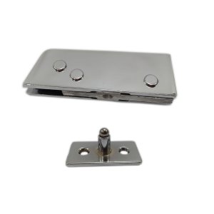 Dobradiça inferior + pivô para porta pivotante de vidro temperado blindex - Cromado