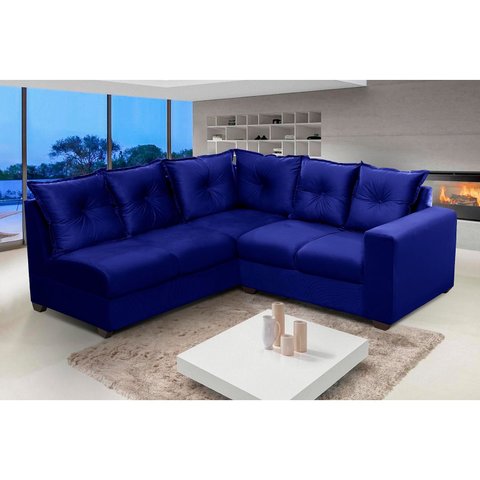 Sofá de Canto 5 Lugares Califórnia 183cm Veludo Light Azul