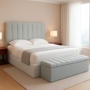 Ver imagem 2 de Cabeceira e Recamier Bau Queen 160 Cm Dalia Linho Cinza Artte