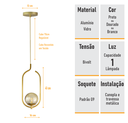 Ver imagem 6 de Lustre Pendente On Clip - Ouro com Globo de Vidro Âmbar - 4125-14-am