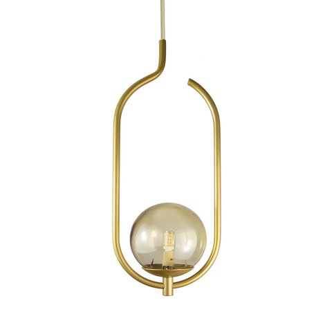 Lustre Pendente On Clip - Ouro com Globo de Vidro Âmbar - 4125-14-am