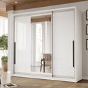 Ver imagem 1 de Guarda-roupa Casal Valência 3 Portas 4 Gavetas com Espelho Branco - Politorno