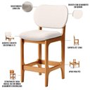 Ver imagem 4 de Kit 05 Banquetas Baixa Bar Cozinha E Sala De Jantar Fixa Betta L02 Imbuia Linho Cru - Lyam Decor