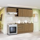Ver imagem 1 de Armário de Cozinha Completa Garrafeiro 100% Mdf 260cm Nogueira Celeste Kappesberg