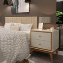 Ver imagem 3 de Kit Quarto Casal 2 Mesas de Cabeceira Arruna Mdf 2 Gavetas e Cabeceira Casal 1,40 Autocolante -