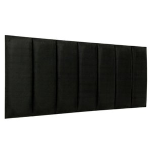 Cabeceira Casal Veludo Preto Placa Modulada Estofada Ripada Adesiva