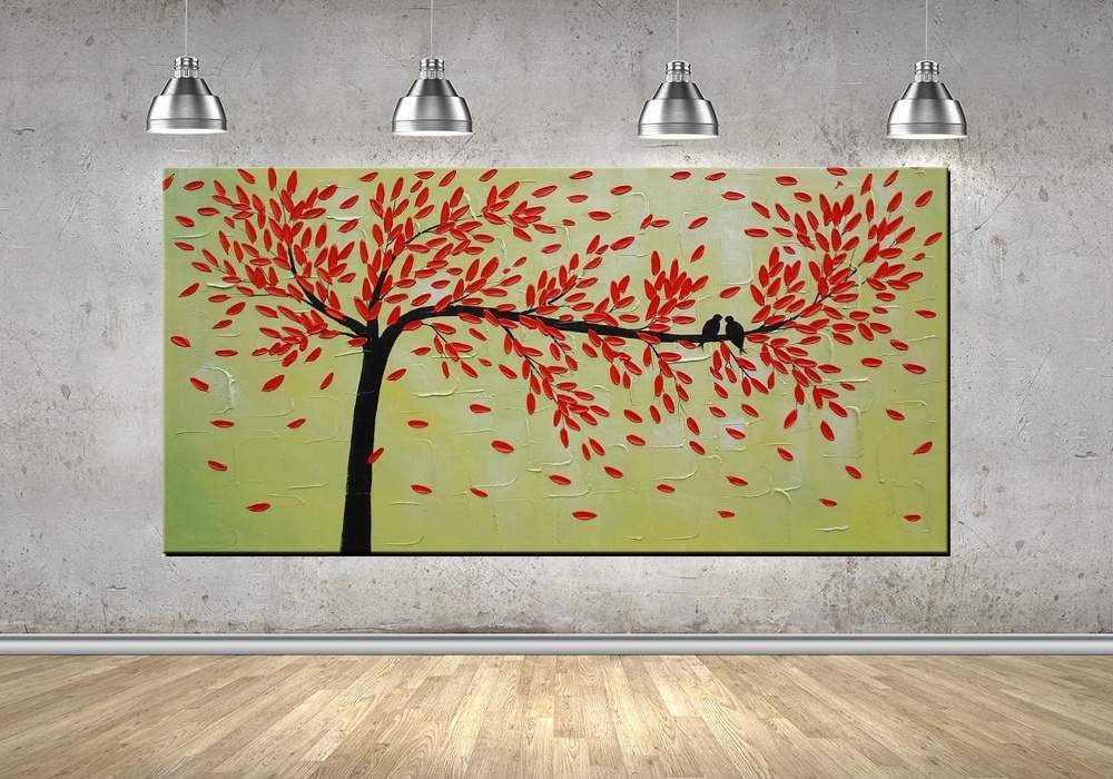 Quadro Pintura Tela Arvores e Flores Modernas Em Altos Relevos 2099: 100cm (A) x 200cm (L) - 4