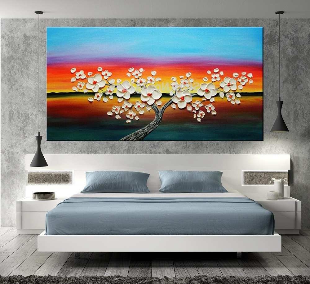 Quadro Pintura Tela Arvores e Flores Modernas Em Altos Relevos 2066: 50cm (A) x 100cm (L) - 5
