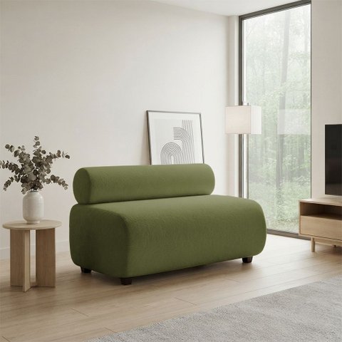 Sofá 2 Lugares Namoradeira Orgânico para Sala 120 cm Zarah Bouclê D03 - D'Rossi