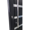 Ver imagem 2 de Porta Pivotante de Alumínio Preto 210 x 100 com Puxador, Friso e Visor Linha 30 - Direita