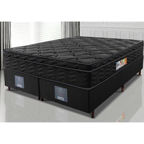 Cama Box Queen Colchão Ortofirm Black + Box 158x198x67 One Face Espuma D33 Preto