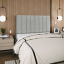 Ver imagem 1 de Cabeceira Estofada Casal Carla 140 Cm Suede Cinza-claro