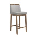 Ver imagem 1 de Banqueta Madeira Nogueira Maciça tecido Cinza Modelo Ester Altura 70cm Poltronas do Sul