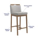 Ver imagem 3 de Banqueta Madeira Nogueira Maciça tecido Cinza Modelo Ester Altura 70cm Poltronas do Sul