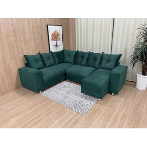 Sofá Canto com Chaise 6 Lugares Verde