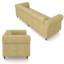 Ver mais imagens de Conjunto Sala de Estar 1 Sofá Living 240cm e 1 Poltrona Stanford Chesterfield Pés Madeira Couro Bege