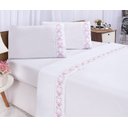 Ver imagem 4 de Jogo lençol Veneza quarto casal Queen bordado 4 peças 2fronha: Branco com Rose