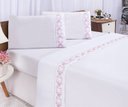 Ver imagem 4 de Jogo lençol Veneza quarto casal Queen bordado 4 peças 2fronha: Branco com Rose