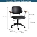 Ver imagem 4 de Cadeira Escritório Giratória Riga Or Design Revestida PU Caramelo Braços Madeira Base Rodízio