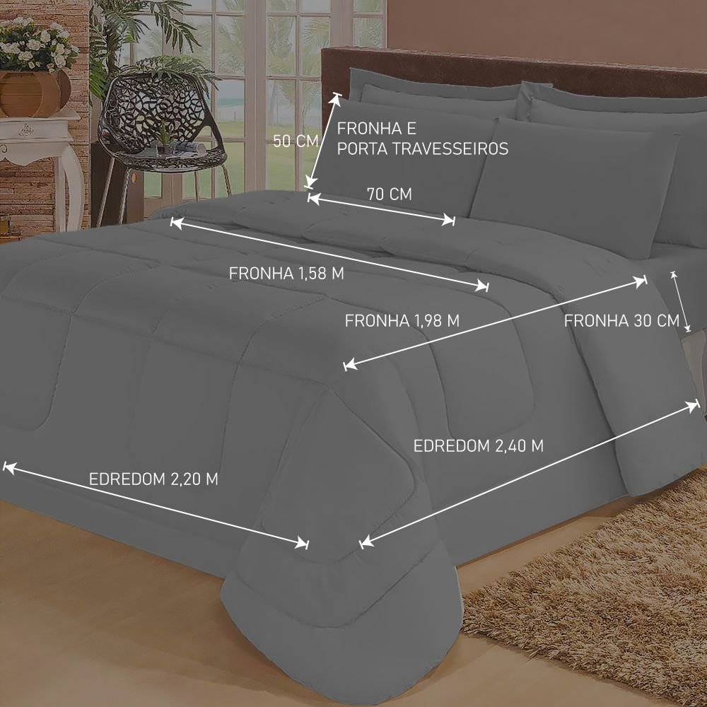 Jogo de Cama Casal com Edredom Lençol Fronha Função Cobre Leito e Cobertor - 4