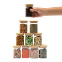 Ver imagem 2 de Kit 10 Potes de Vidro 200ml Tampa de Bambu Herméticos Quadrados - Tüd