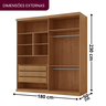 Guarda Roupa Casal Amsterdã 100% MDF 4 Portas 3 Gavetas - 4