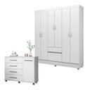 Ver imagem 1 de Cômoda Flora e Guarda Roupa Casal Flash 2 Branco Flex - Demóbile