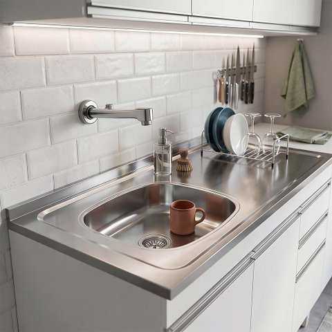 Pia de Cozinha com Cuba Deslocada Esquerda Ávila 120cm Aço Inox G01 - Mpozenato