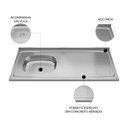 Ver imagem 3 de Pia de Cozinha com Cuba Deslocada Esquerda Ávila 120cm Aço Inox G01 - Mpozenato