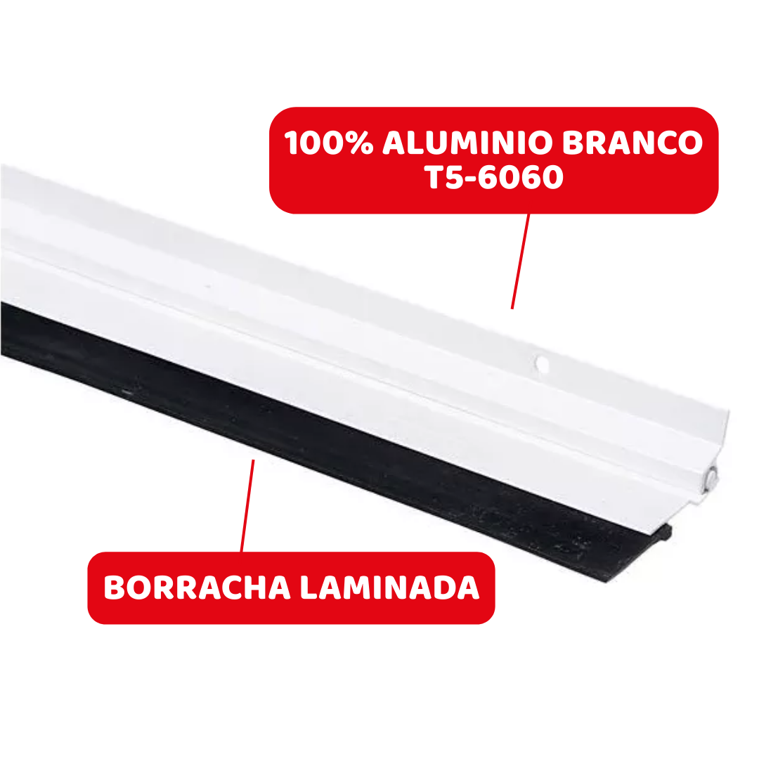 Rodo Vedador Veda Porta Alumínio Borracha Multiuso 90cm Branco - 3